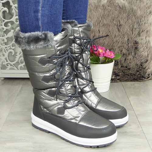 Botas de Nieve Damas Zapatos Mujeres Tobillo Medio Pantorrilla Cálidas Suela Gruesa Piel Talla Lluvia Ligera - Imagen 11 de 18
