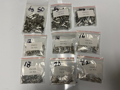850 pcs each of  6-22  Awg Gauge Non-insulated Wire Ferrule Assortment