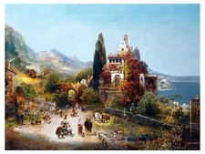 Italian Countylands Landscape by R. Alott Tile Mural Kitchen Backsplash Ceramic