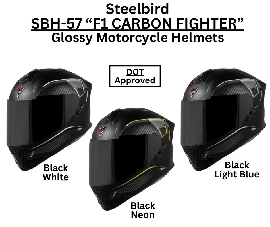 Steelbird SBH-57 “ F1 CARBON FIGHTER ” DOT Certified Full Face Motorcycle  Helmet