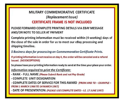 SERVICIO HONORABLE ~ Certificado Conmemorativo del EJÉRCITO DE LOS EE.UU. con Impresión Personalizada Gratuita - Imagen 2 de 13