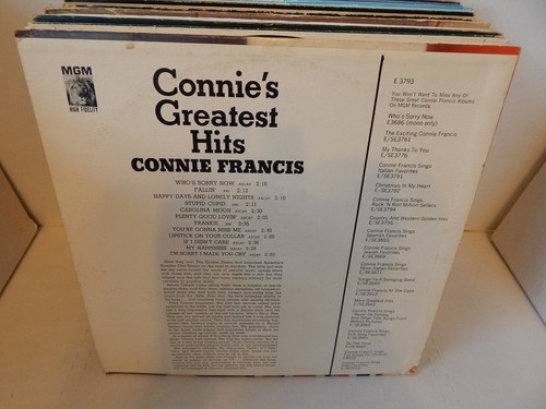 CONNIE FRANCIS - Connie's Greatest Hits 1962 MGM Compilation Vinyl Record LP - Picture 2 of 2