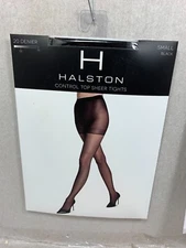 NEW HALSTON CONTROL TOP SHEER TIGHTS WOMEN BLACK 20 DENIER RETAIL $20 SMALL