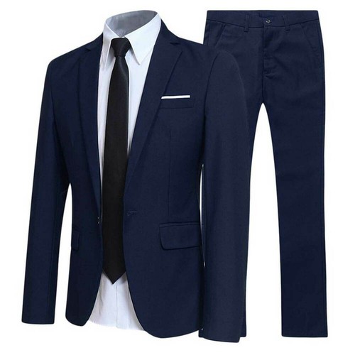 Traje de hombre 2 piezas Trajes Slim Fit negocios oficina fiesta traje de hombre chaqueta pantalones - Imagen 29 de 38