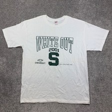 Vintage Michigan State Spartans Shirt Mens XL White Out 2001 Football Student