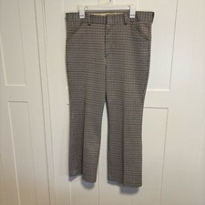 Vintage 70s Bell Bottom Flare Houndstooth Mens 36x29 Golf Hippie Dress Pants