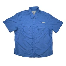 Realtree Fishing Shirt Mens XL Regatta Blue Short Sleeve Vented Pockets Outdoor