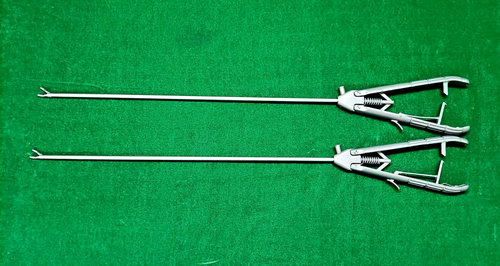 2 Stck. Laparoskopisch V-Form Titan Nadelhalter gebogene Backe 5 mm x 330 mm wiederverwendbar - Bild 2 von 12