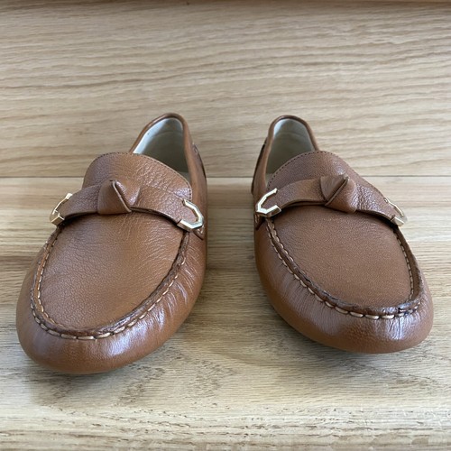 Mocasín mocasín plano dorado Cole Haan Evelyn Bow Driver cuero nuez moscada 7 - Imagen 4 de 7
