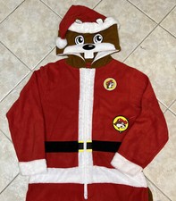 Buc-ee's Adult S / M Beaver Mascot Buc Union Santa Body Suit Costume Pajamas NWT
