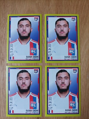 2022 Panini Foot Rayan CHERKI OLYMPIQUE LYONNAIS Lot 4 Stickers ROOKIE 2nd Year