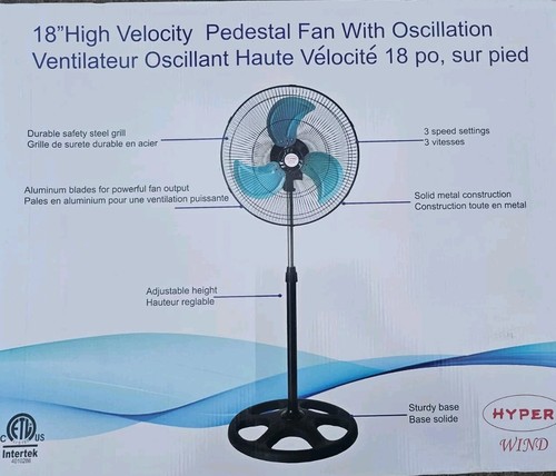 Hyper Tough New 18-inch High Velocity Sealed Motor Is Pedestal Stand New - Bild 3 von 18