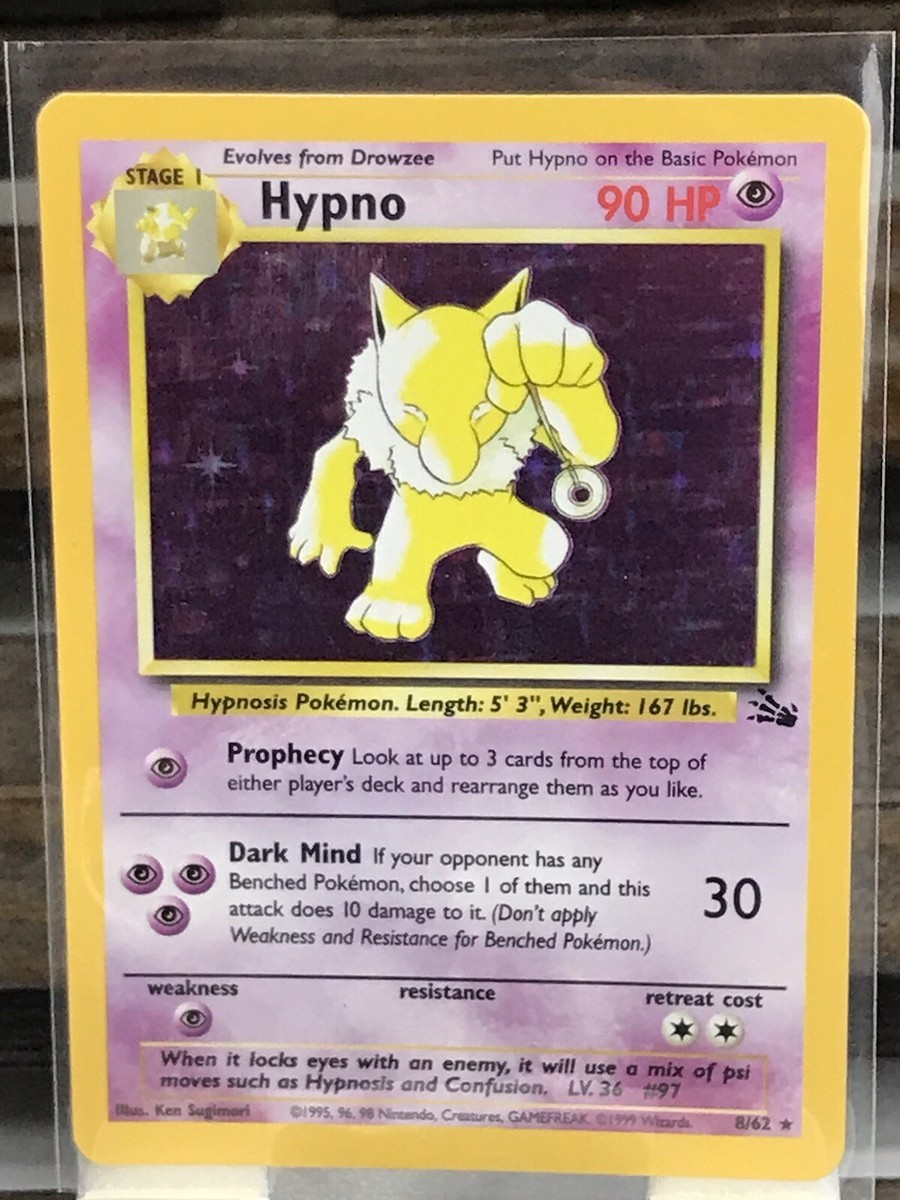 1999 Pokemon TCG Hypno Holo Fossil Set Unlimited #8/62 Near Mint! N/M
