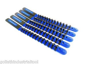 5 GOLIATH INDUSTRIAL 1/4" ABS PLASTIC SOCKET RAIL HOLDER ORGANIZER BLUE SR14BB