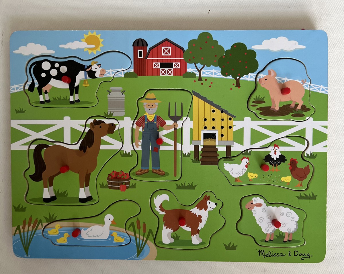 Melissa & Doug OLD MACDONALD'S FARM Sound puzzle. Wood -8 Pieces
