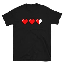 3 Heart Meter Retro 8 Bit Video Game Pixelated Short-Sleeve T-Shirt