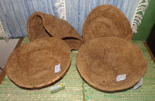 Coconut Fiber Liners for Hanging Planter Pot Basket 10” D x 5” H New Tags Set 4