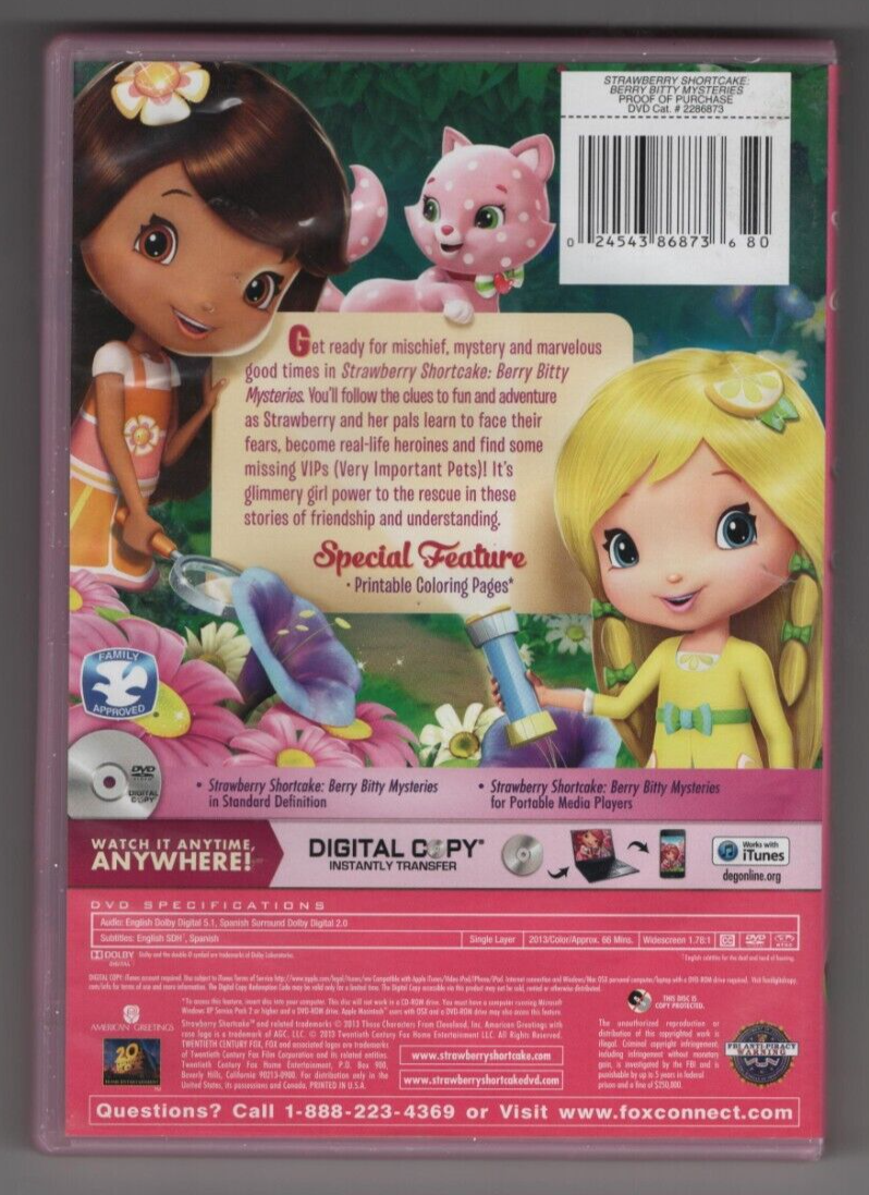 Strawberry Shortcake: Berry Bitty Mysteries (DVD, 2013) Children