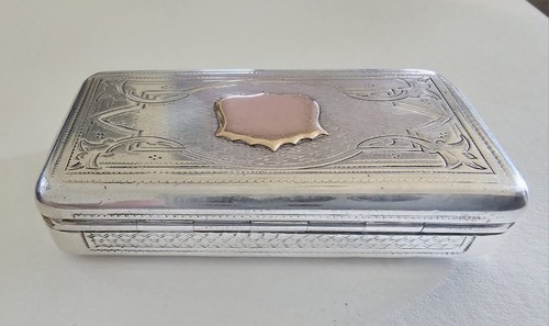 ANTIQUE LATE 19th CENTURY DIANA SILVER 800 PILL BOX WITH GOLDEN COAT OF ARMS. - Picture 4 of 12