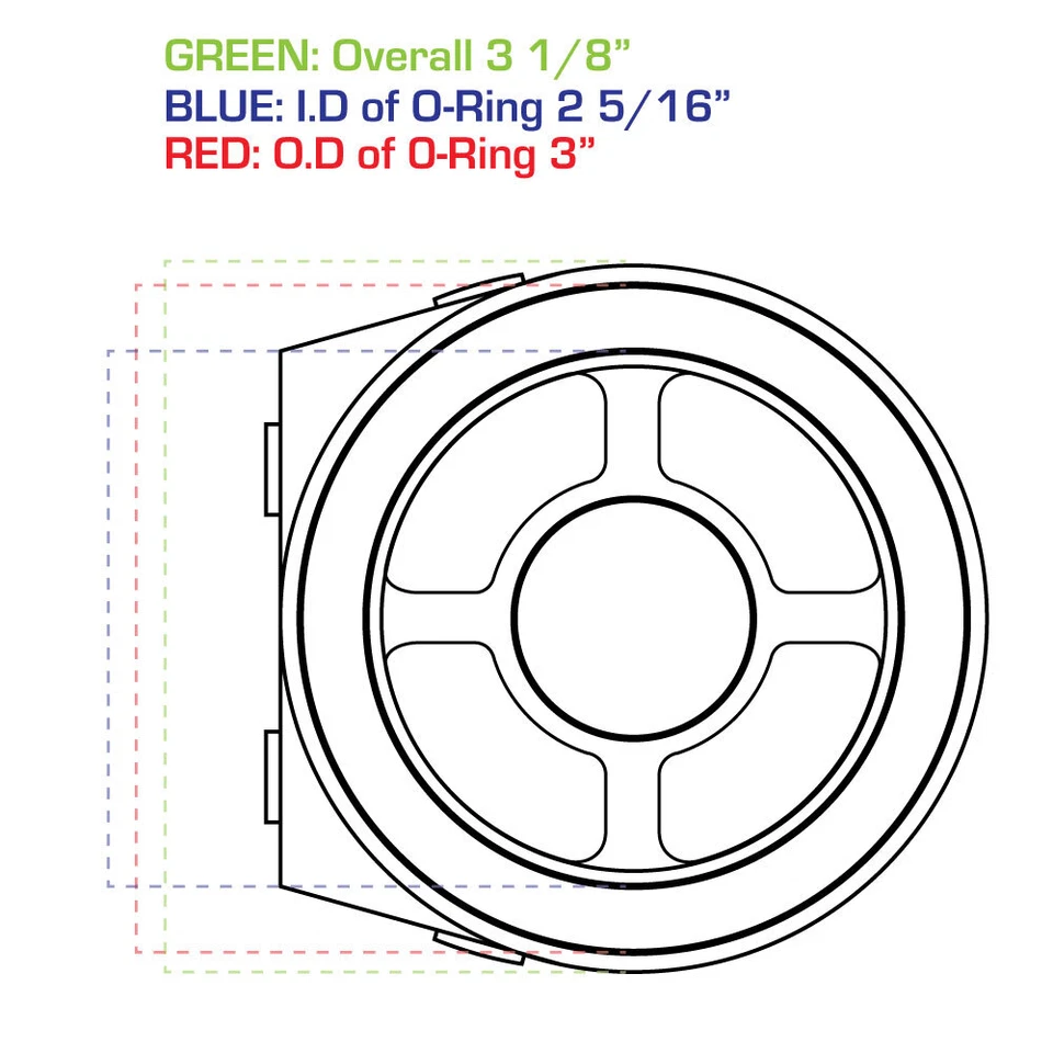 Adaptador sándwich filtro aceite GlowShift - rosca 1"-16 para Ford Power Stroke 6,7 L Foto 4 de 4