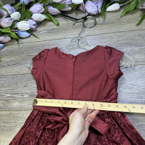 Jayne Copeland Dress size 5 Girls Velvet Red Lace Layered Tie Lined Flower Girl - Picture 16 of 18