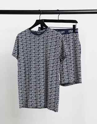 Lyle & Scott Bodywear Mitchell All Over Print Lounge Set Navy - Small / Medium