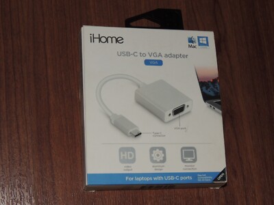 iHome USB-C To VGA Adapter for Laptops - IMAC-W-CT212S - 812350165892