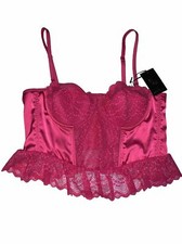 Sincerely Jules Women s Large Corset Top Underwire Lace Satin Barbiecore NWT