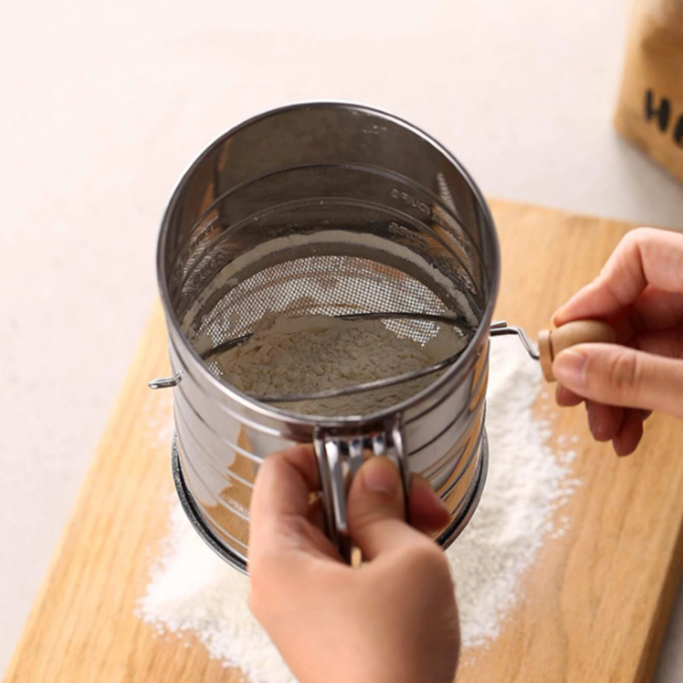 1PC Stainless Steel Flour Sifter Fine Mesh Rotary Hand Crank Flour Sifter eBay