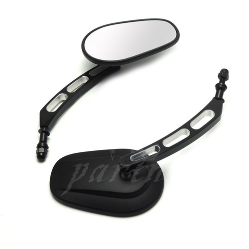 Black Edge Cut Rearview Mirror For Harley Sportster Softail Touring Dyna Glide - Imagen 2 de 8