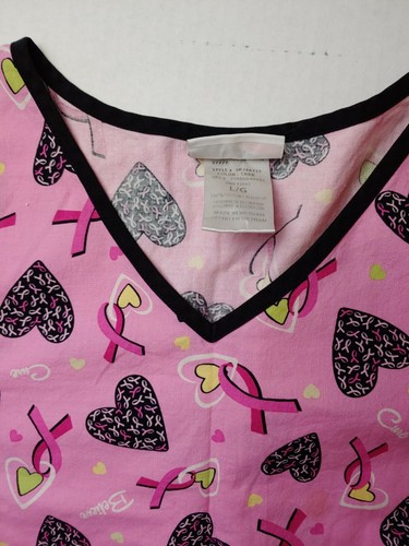 Blusa Médica ScrubStar Cáncer de Mama Believe Hearts Talla L Enfermera CNA Médica Dental - Imagen 2 de 3