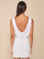 Lulus Perfection Bound White Sleeveless Cowl Back Mini Dress Size Large