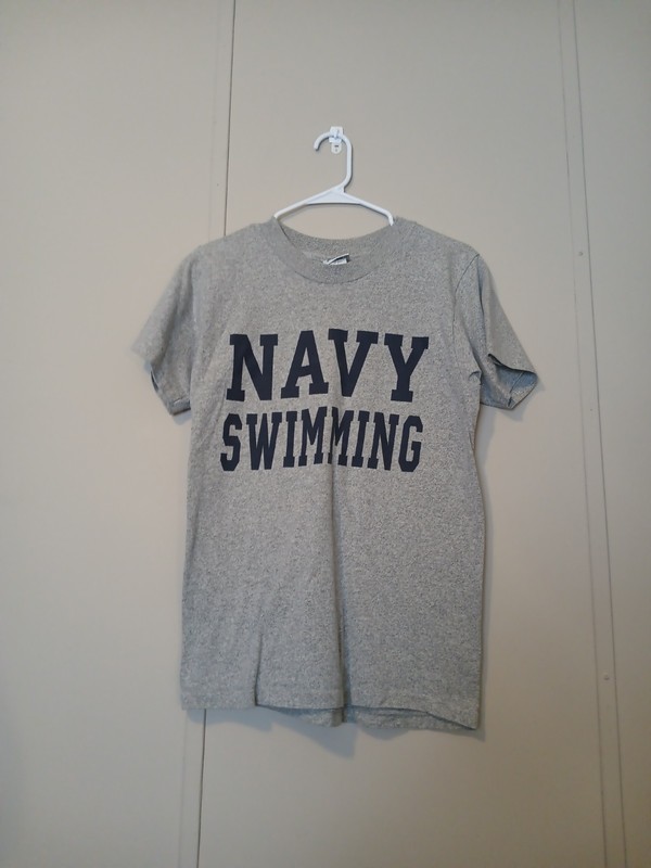 United States Navy Unisex Size Small Navy Swimming Tee Shift Grey