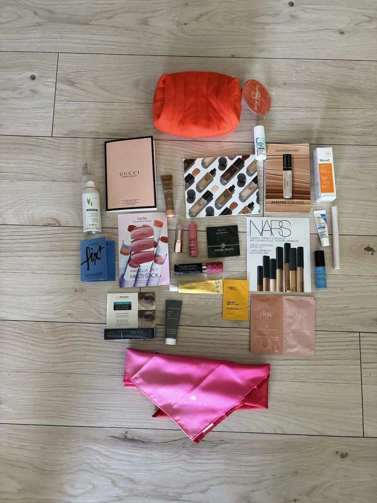 24 Piece Makeup and Skincare Trial Size Gift Set With Makeup Bag