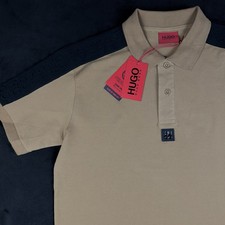HUGO BOSS Polo Shirt Cotton Stacked Logo Mens Regular Fit color brown sze L