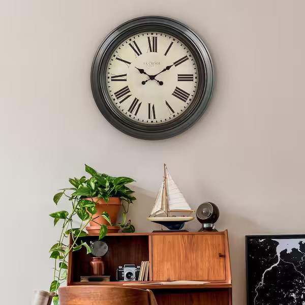 La Crosse Technology 23 in. Antique Bronze Dial Quartz Analog Wall Clock
