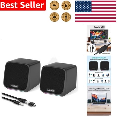 Compact USB Computer Speakers, Powerful 6W Hi-Fi Sound, LED Desktop PC Speakers