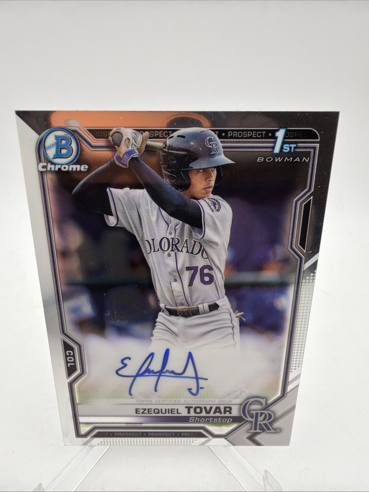 2021 Bowman Chrome Ezequiel Tovar 1st Prospect Autographs Auto Rockies #CPA-ETO