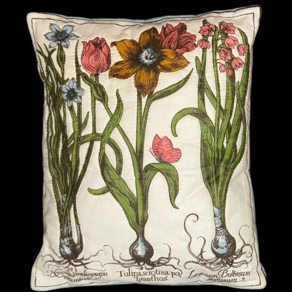 Vintage Quilted Botanical Pillows 10” x 12” Set Of 2 Floral Garden Cottage - Image 2 of 4