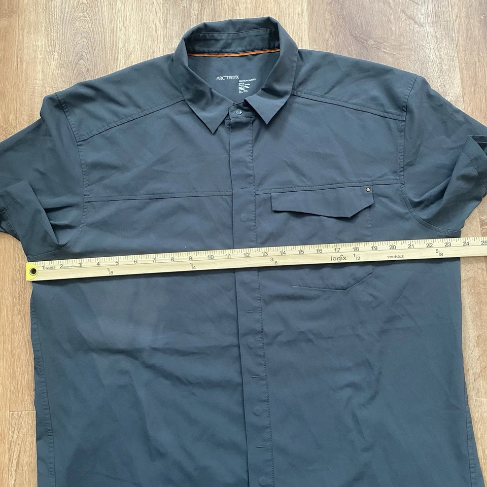 Arc'teryx Skyline Trim Fit Gray Snap Button Polo Short Sleeve Shirt Mens Sz XL - Image 4 of 4