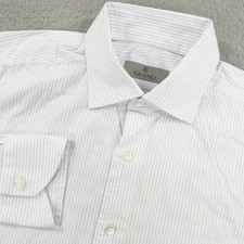 Canali 1934 Shirt Men 38 15 White Blue Striped Long Sleeve Button Up Impeccabile
