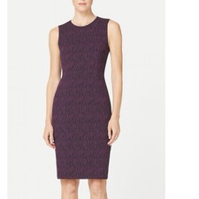 Calvin Klein Purple Black Jacquard Sleeveless Stretch Sheath Dress Size 2