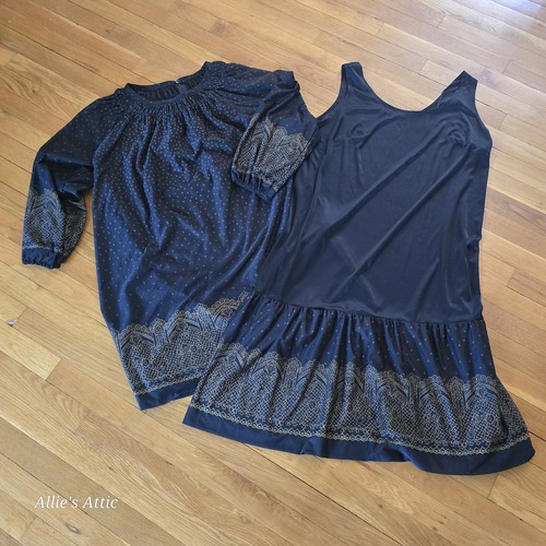 Vintage schwarz Whimsigoth Boho himmlisch Gold Shirt Kleid Rock Co-Ord Set 16 - Bild 10 von 12
