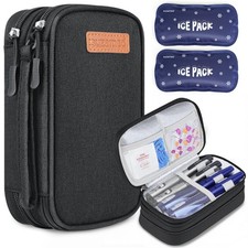 Insulated Medicine Travel Case Double Layer Black