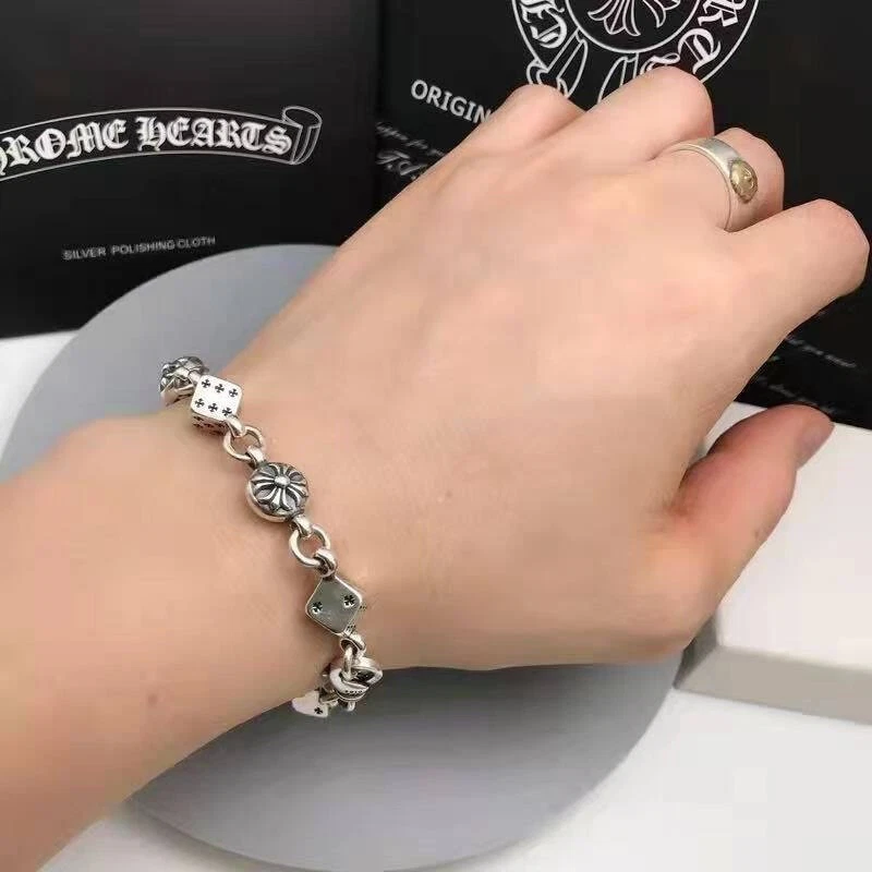 CHROME HEARTS Bracciale Dadi Cuori Cromati
