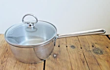 Chantal Stainless Steel Saucepan Pot 1.5 Qt. Loop Handle Glass Lid SL35-160 EUC
