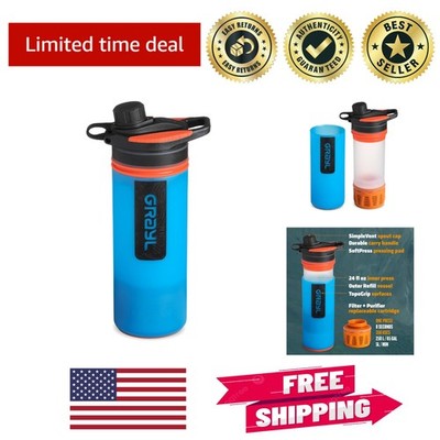 24 oz Bali Blue Water Purifier Bottle - Filters Bacteria & Viruses Effortlessly