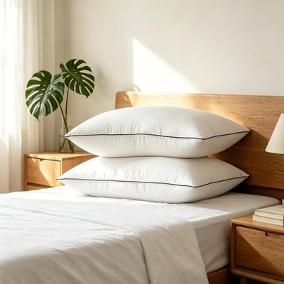 Down Bed Pillows Set of 2 Standard Hotel Flush Down washed Feathers Allergy