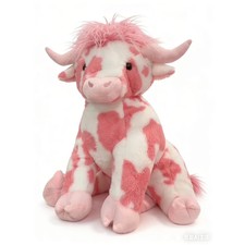 Pink Highland Cow Plush,20"Cute Cow Plush Stuffed Animal Doll,Pink Stuffed Anima