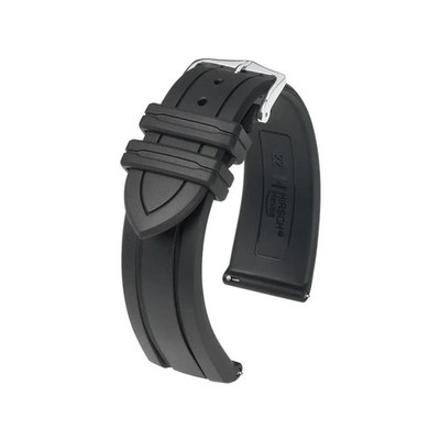 HIRSCH Hevea - Kautschuk-Uhrenarmband - Schwarz - 18 mm, 20 mm, 22 mm - Gummi